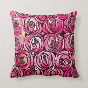 Rose Pattern Pillow in the Art Nouveau Style
