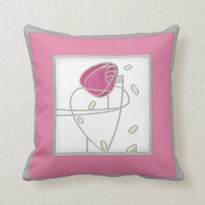 Mackintosh Rose Style Art Nouveau Style Pillow