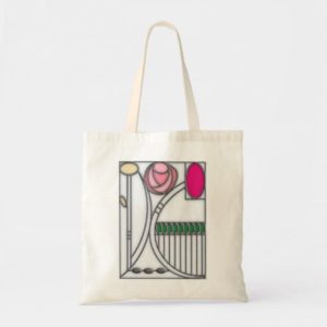 Stained Glass Effect Art Nouveau Mackintosh Roses Design Tote Bag
