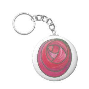 Art Nouveau Rose Design Key Ring